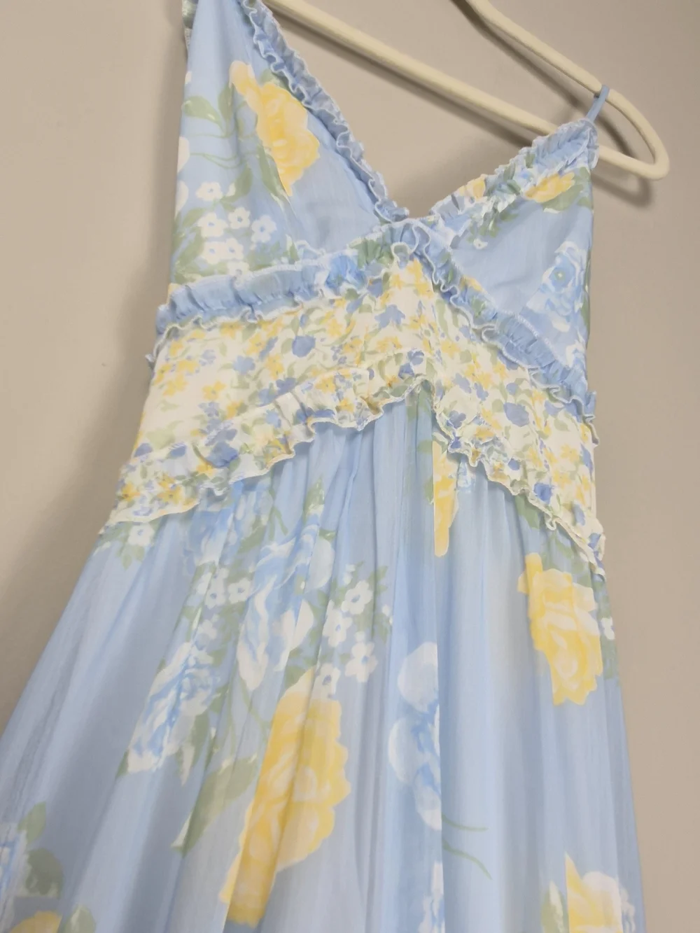 Altar'd State Floral Tiered Ruffle Maxi Dress Light Blue Cottagecore Coquette M - Picture 12 of 16